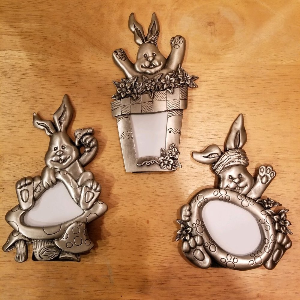 Holiday Home Pewter Easter Bunny Photo Frames - Set of 3